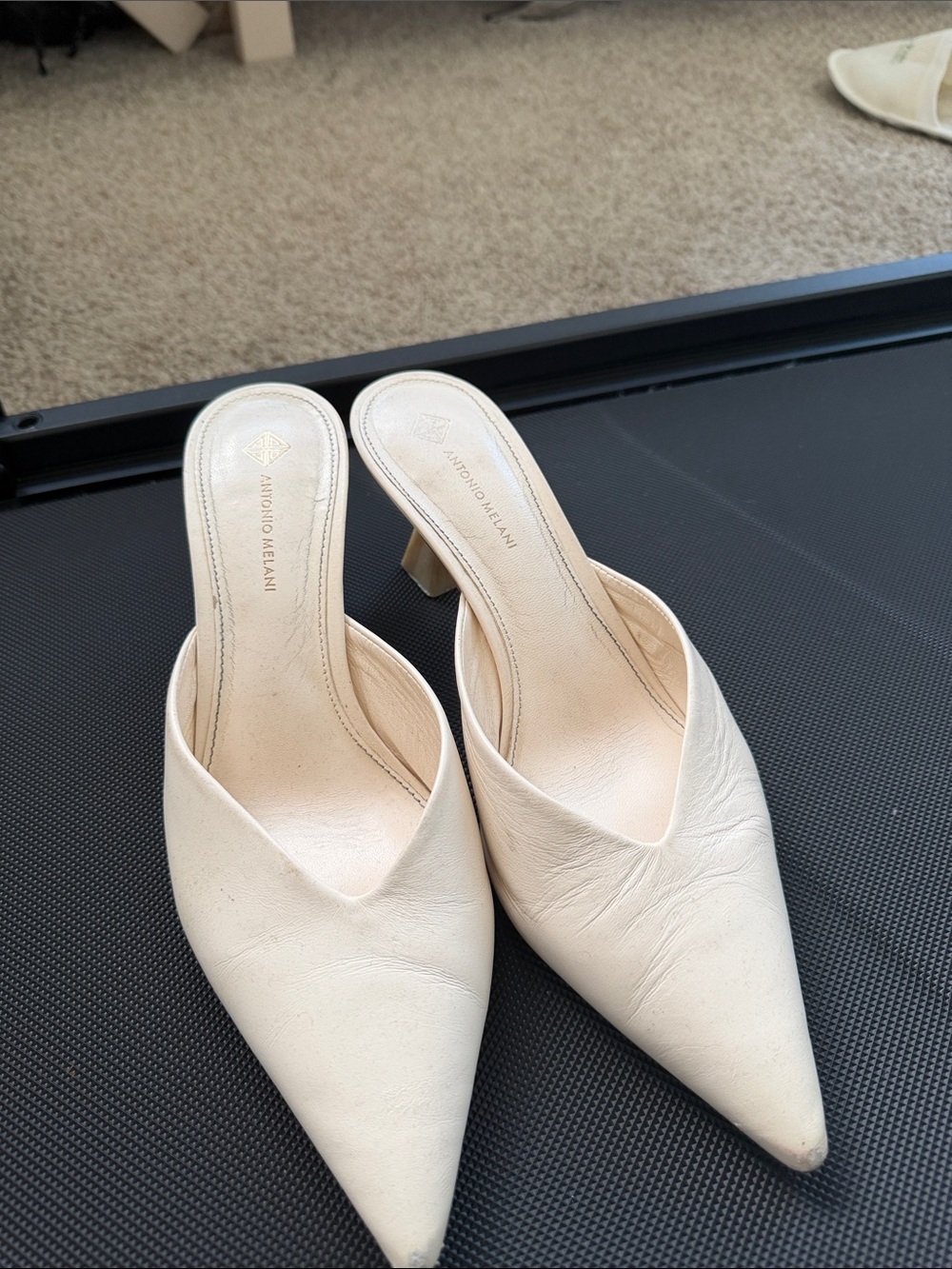 Nordstrom Cream Pointed-Toe Mule Heels